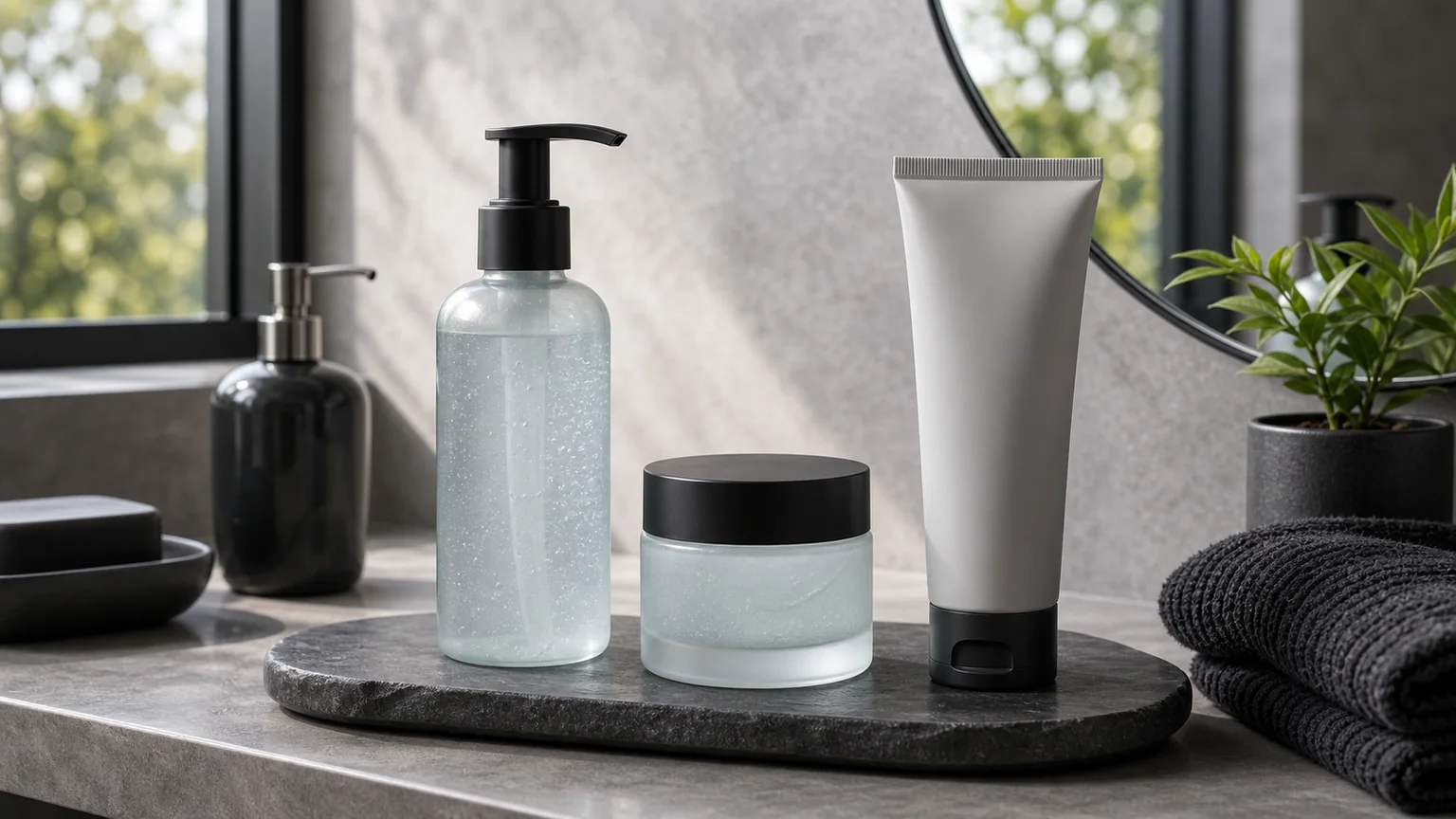 Rotina simples de skincare masculino com produtos sem marca